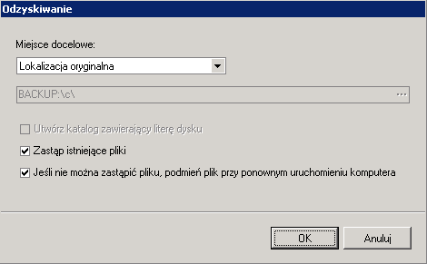 Rys. 3.2 Ferro Backup System&trade; - system archiwizacji danych. FBS Server -Odzyskiwanie danych
