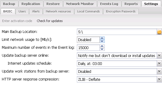 Dibujo 7.1 FBS Server - Configuración básica del servidor de respaldo