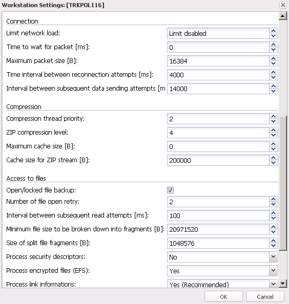 Dibujo 1.2 Ferro Backup System™ - sistema de archivado de datos. FBS Server - Archivado - ventana de Configuración de estaciones de trabajo/General