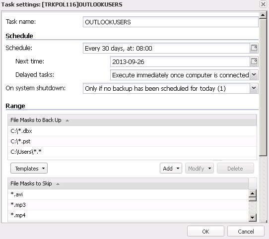 Dibujo 1.2 Ferro Backup System™ - sistema de archivado de datos. FBS Server - Configuración de las estaciones de trabajo - Tareas/Programación