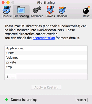 Configuración de la aplicación Docker para Mac