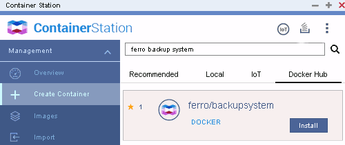 Descarga de una imagen Docker - Ferro Backup System