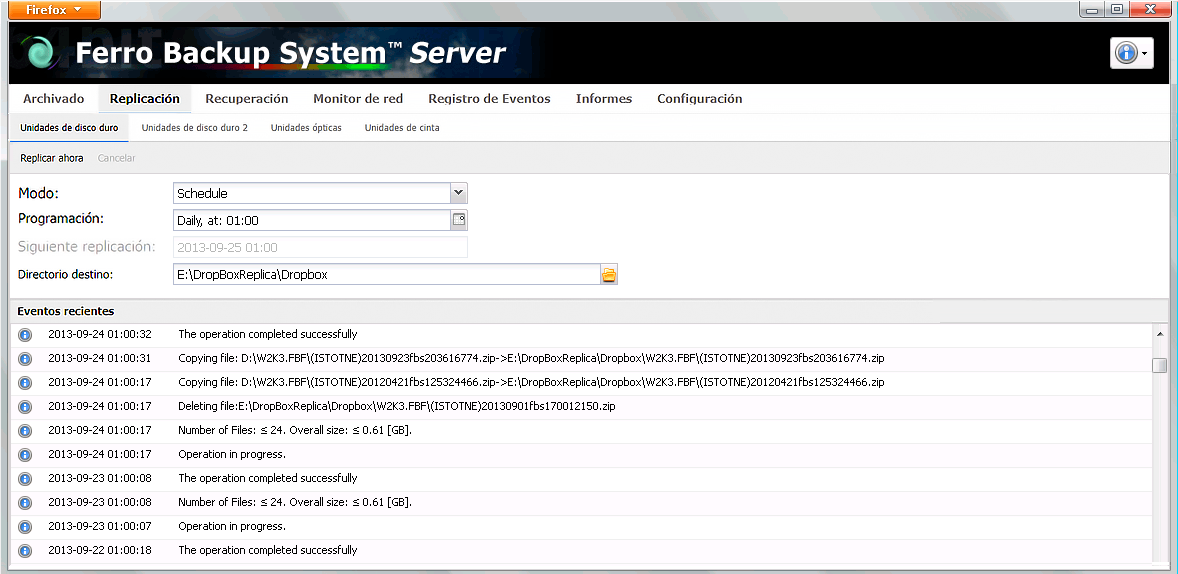 Replicación de las copias de seguridad