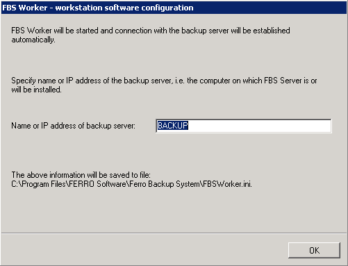 Dibujo 2.1 Ferro Backup System™ - programa de archivado de datos. Instalación - configuración de FBS Worker