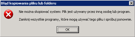 Rys. 1 Bd kopiowania zablokowanego pliku