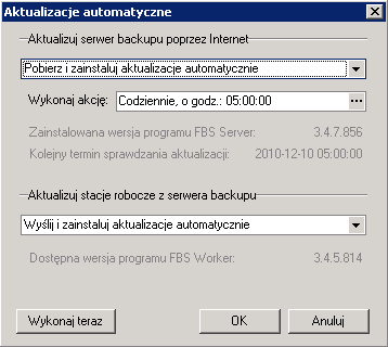 Rys. 7.4 Aktualizacje automatyczne serwera backupu i klient�w