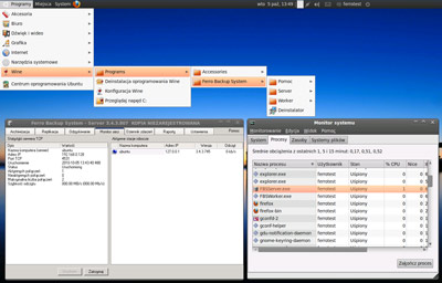 Rys. 1 Ferro Backup System uruchomiony pod Linux Ubuntu 10.04