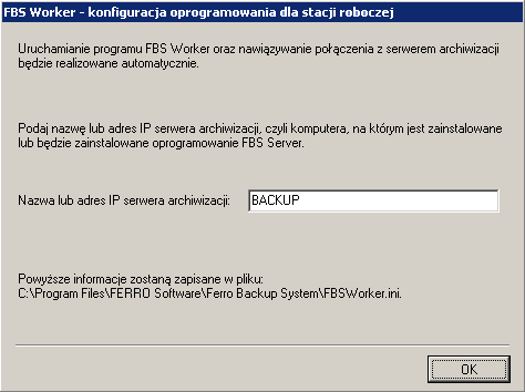 Rys. 2.1 Ferro Backup System™ - program do archiwizacji danych. Instalacja - konfiguracja oprogramowania FBS Worker