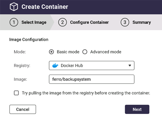 Pobieranie obrazu Docker - Ferro Backup System