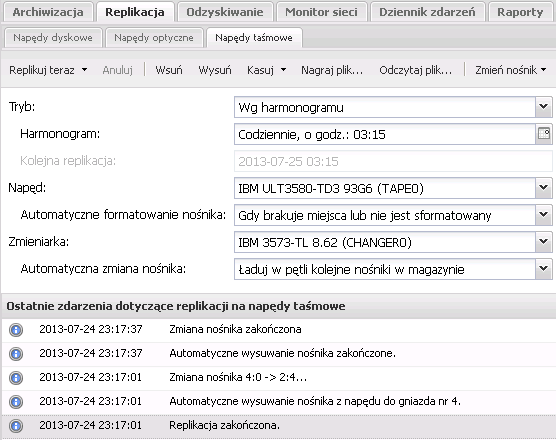 Rys. 2 Replikacja na napd tamowy z obsug bibliotek tamowych i autoloaderw