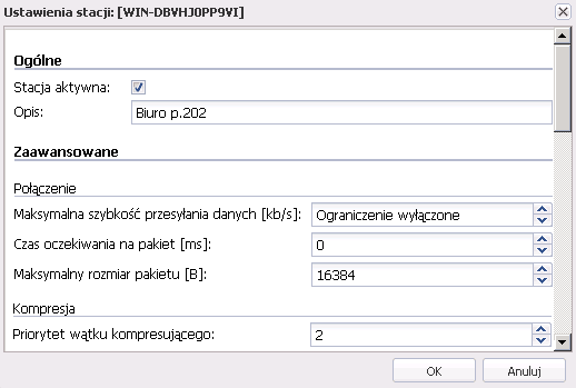 Rys. 1.2 Ferro Backup System™ - system archiwizacji danych. FBS Server - Archiwizacja - okno Ustawienia stacji roboczej/Oglne